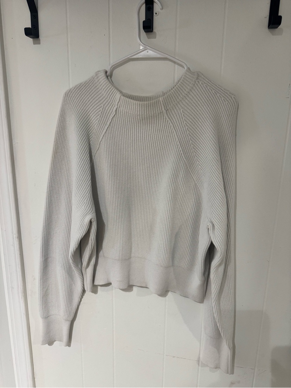 FREE PEOPLE Women's Cream Ribbed Crewneck Sweater